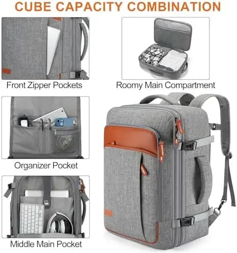 تصویر 4 - کوله پشتی لپ تاپ مسافرتی Lumesner Unisex-Adult Lumesner Travel Bussiness Backpack ، کوله پشتی مسافرتی