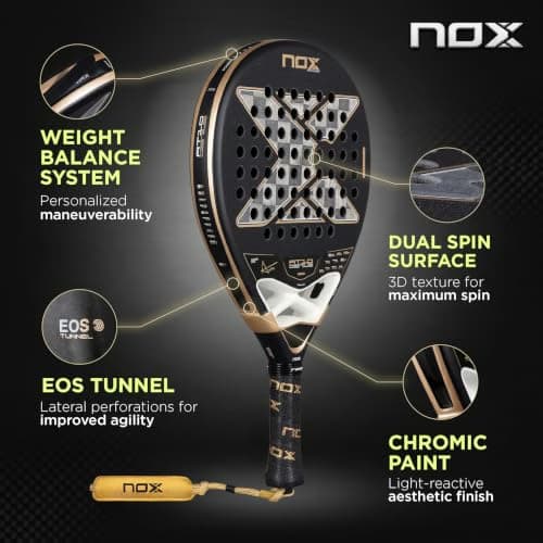 تصویر 3 - راکت AT10 Genius 18K آگوستین تاپیا پدل NOX