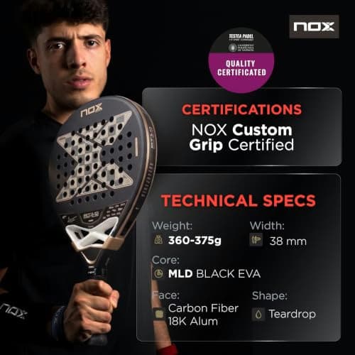 تصویر 5 - راکت AT10 Genius 18K آگوستین تاپیا پدل NOX